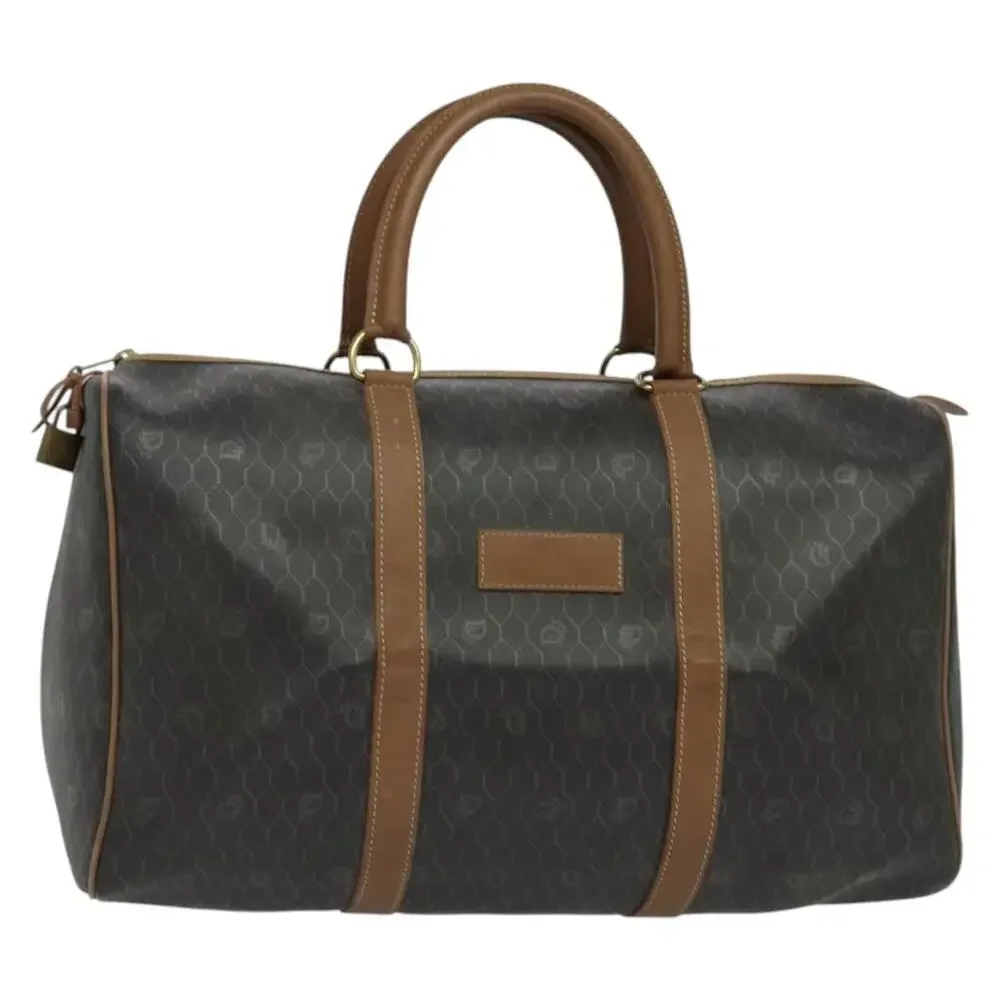 DIOR Honeycomb Canvas Boston Bag Pvc Black Gold
